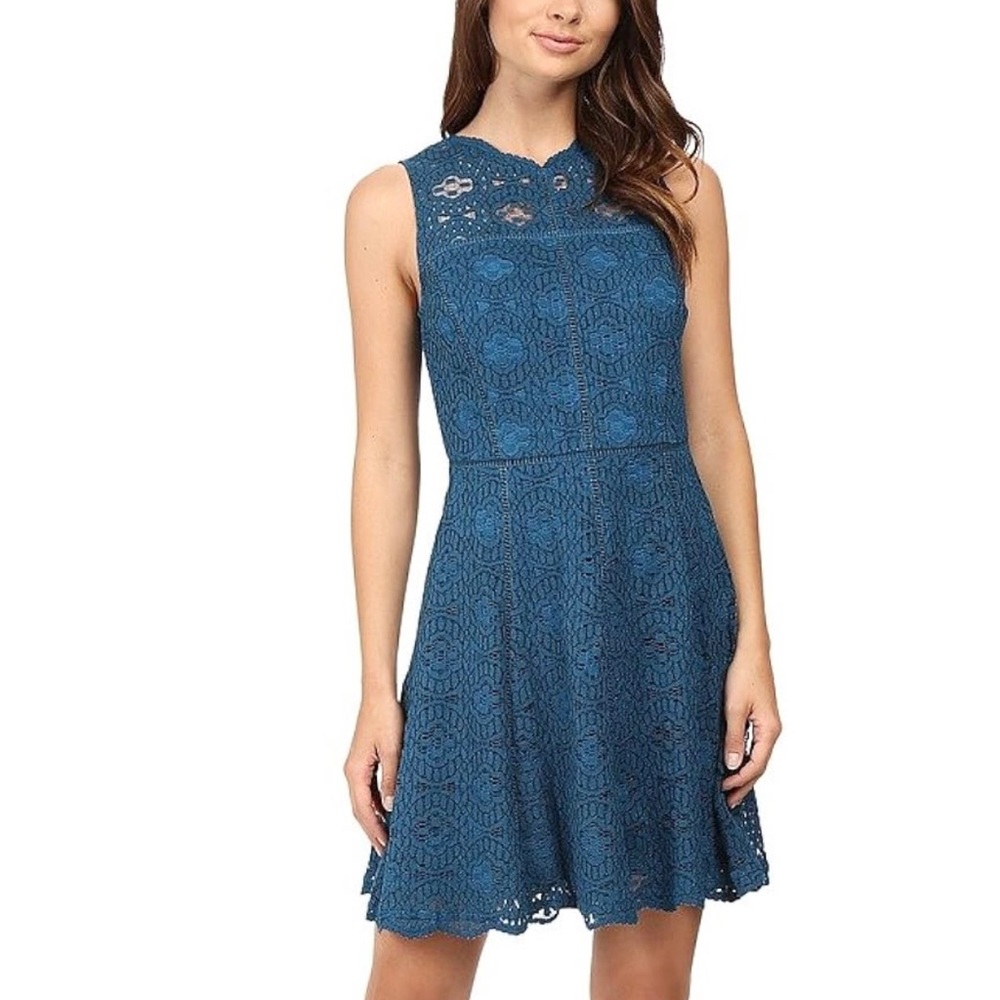 NWT Adelyn Rae Teal Lace Fit and Flare Dress, S
